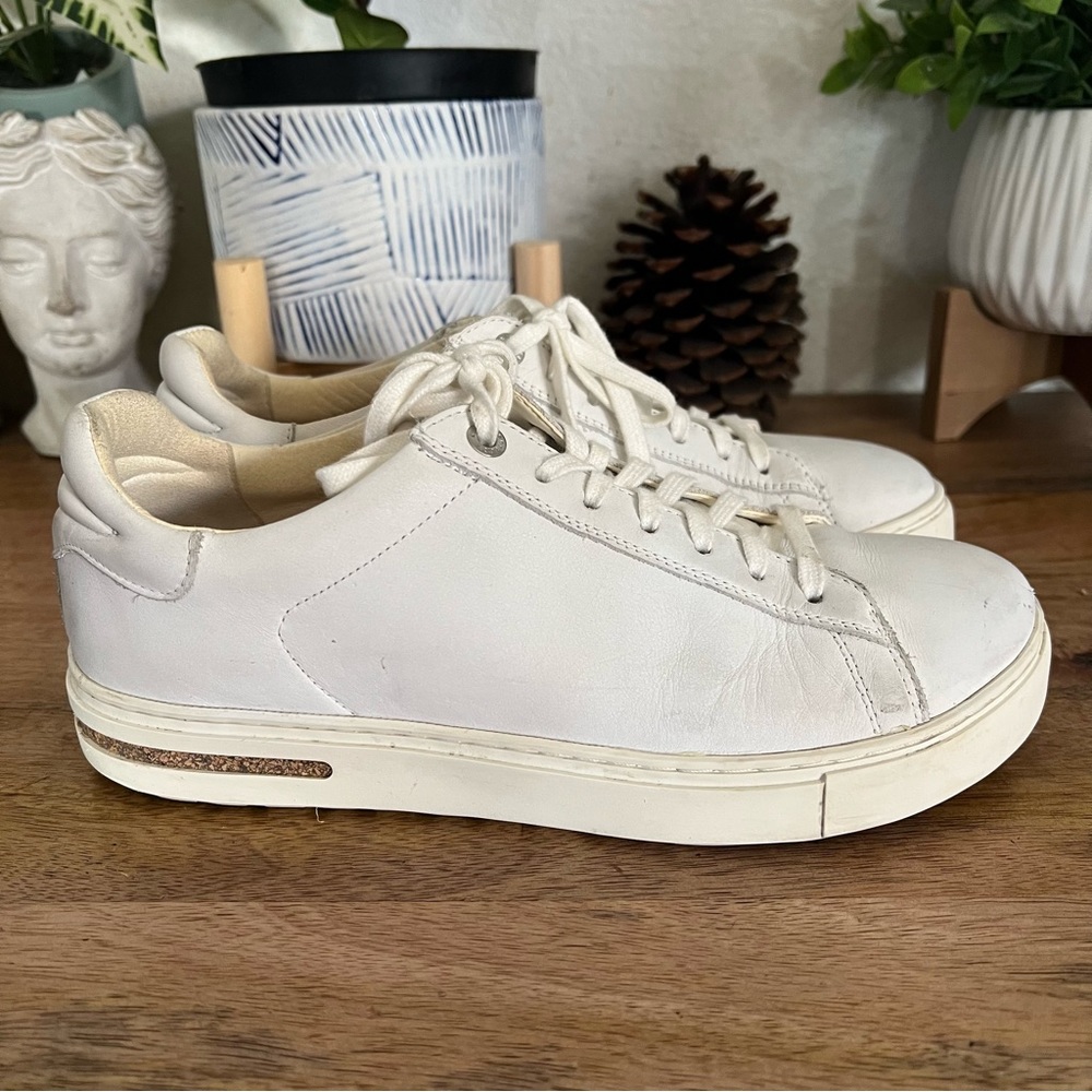 Birkenstock White Leather Low-Top Sneakers